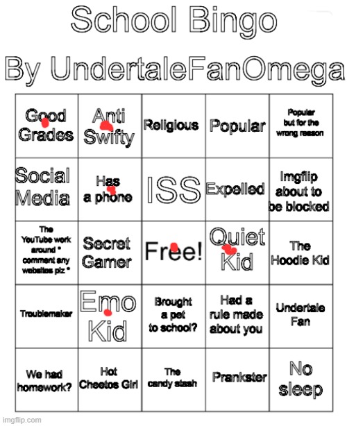 Idk dont ask | image tagged in school bingo | made w/ Imgflip meme maker