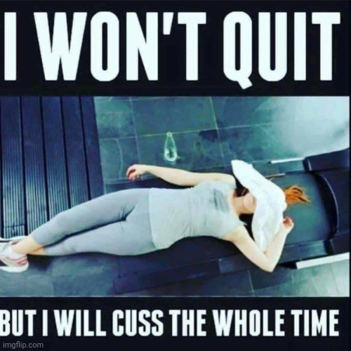 I won't quit! | image tagged in workout,never,quit,burn,motivation,excercise | made w/ Imgflip meme maker