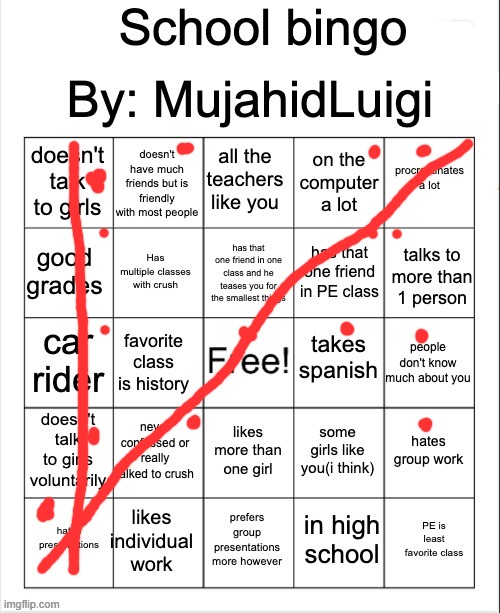 e | image tagged in school bingo | made w/ Imgflip meme maker