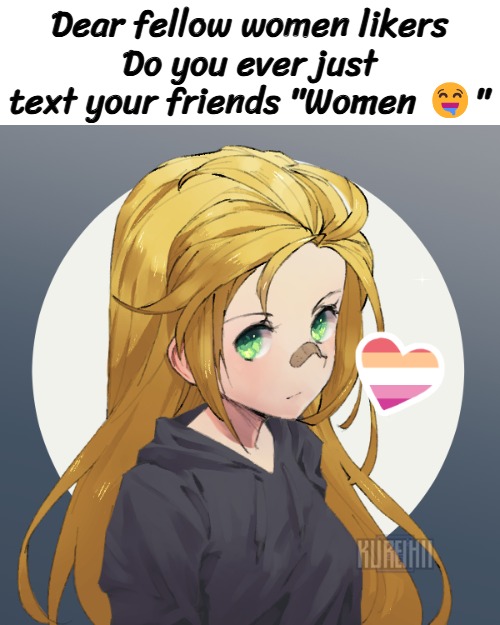 Updated Holly | Dear fellow women likers
Do you ever just text your friends "Women 🤤" | image tagged in updated holly | made w/ Imgflip meme maker