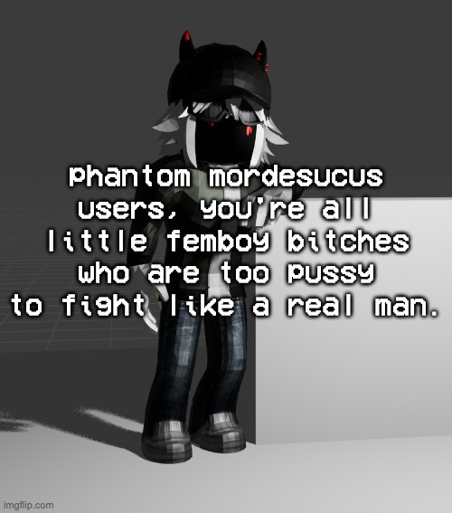 "low heath" my [fella] its what you were given now stop being a coward and fight. | phantom mordesucus users, you're all little femboy bitches who are too pussy to fight like a real man. | image tagged in template | made w/ Imgflip meme maker