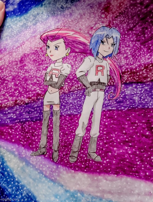 Team Rocket drawing! (Jessie and James from Pokémon) | image tagged in drawing,art,pokemon,anime,team rocket,japanese | made w/ Imgflip meme maker