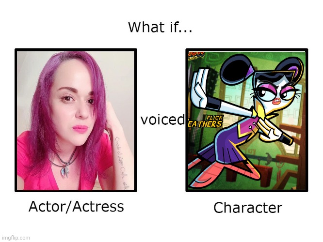 What if Karla Falcón Voiced of Flick Feathers | image tagged in what if actor voiced character,chuck chicken,flick feathers,doblaje,spanish,dubbing zone | made w/ Imgflip meme maker