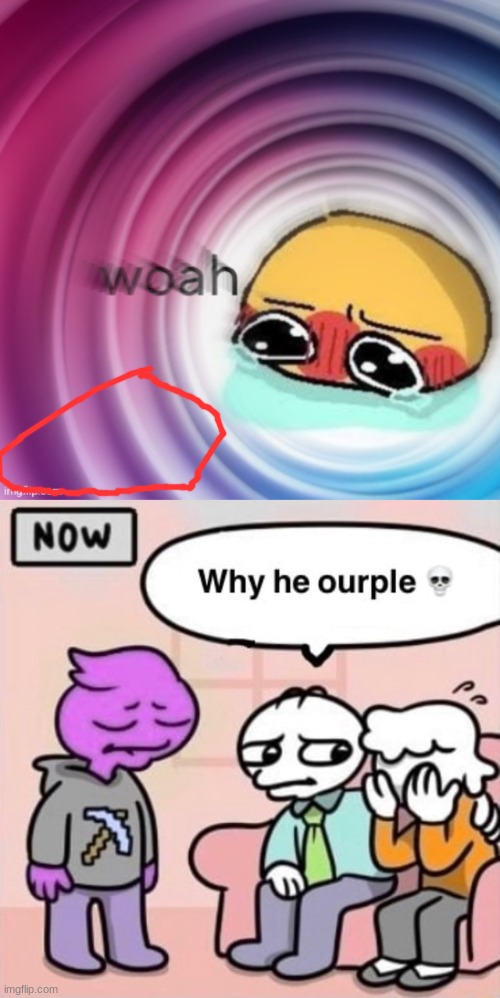 image tagged in why he ourple | made w/ Imgflip meme maker