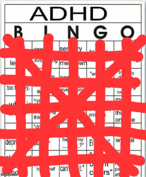 adhd bingo | image tagged in adhd bingo | made w/ Imgflip meme maker