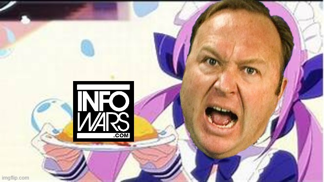 Alex Jones going wild.... | image tagged in minato aqua holding a plate,alex jones | made w/ Imgflip meme maker