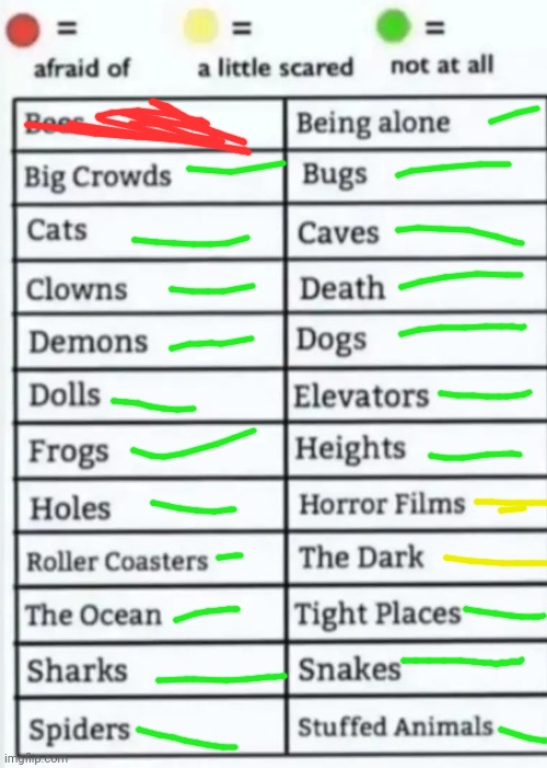 Things to be afraid of lol | image tagged in things to be afraid of lol | made w/ Imgflip meme maker