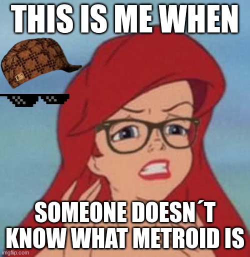 Hipster Ariel | THIS IS ME WHEN; SOMEONE DOESN´T KNOW WHAT METROID IS | image tagged in memes,hipster ariel | made w/ Imgflip meme maker