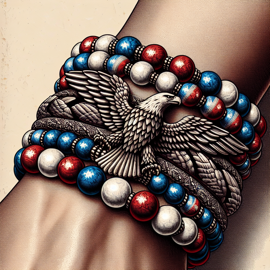 red, white, and blue bracelet with eagle Blank Meme Template