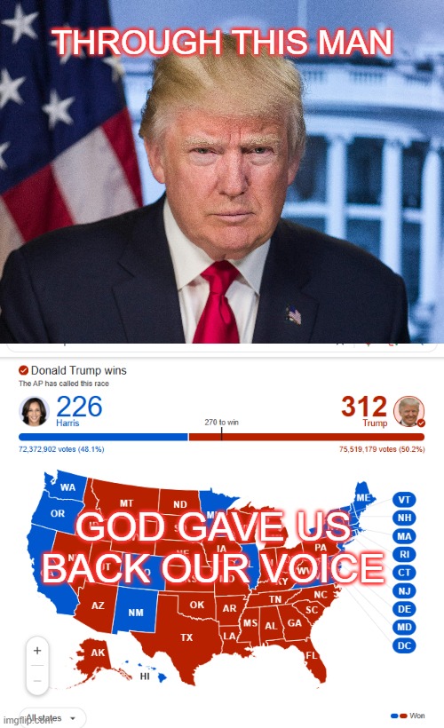 God gave us back our voice | THROUGH THIS MAN; GOD GAVE US BACK OUR VOICE | made w/ Imgflip meme maker