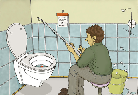 Fishing in the toilet Blank Meme Template