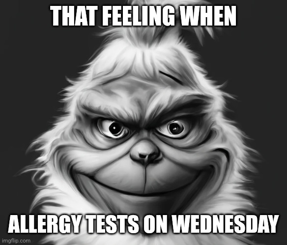 THAT FEELING WHEN; ALLERGY TESTS ON WEDNESDAY | made w/ Imgflip meme maker