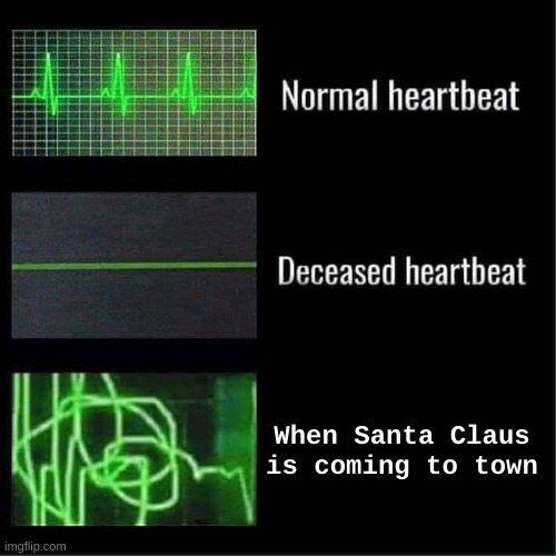 Heart Beat When Santa's Coming | When Santa Claus is coming to town | image tagged in heart beat meme | made w/ Imgflip meme maker