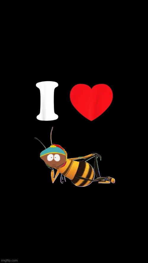 I Heart Random Stuff #1: Black Eric Cartman as Barry B. Benson | image tagged in i heart black background,random,bee movie,south park,i heart | made w/ Imgflip meme maker