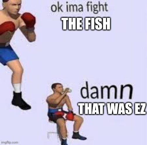 Ok imma fight | THE FISH; THAT WAS EZ | image tagged in ok imma fight,fish | made w/ Imgflip meme maker