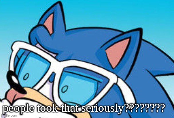 sonic confused | people took that seriously???????? | image tagged in sonic confused | made w/ Imgflip meme maker