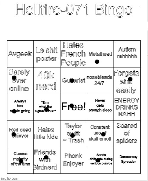 Le Hellfire bingo | image tagged in le hellfire bingo | made w/ Imgflip meme maker