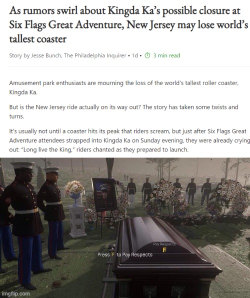 May the king of coasters live on in our hearts | image tagged in press f to pay respects,roller coaster | made w/ Imgflip meme maker