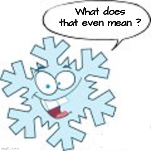 Snowflake | What does that even mean ? | image tagged in snowflake | made w/ Imgflip meme maker