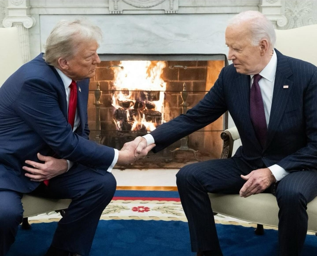 Donald Trump Shakes Joe Biden's Hand Blank Meme Template