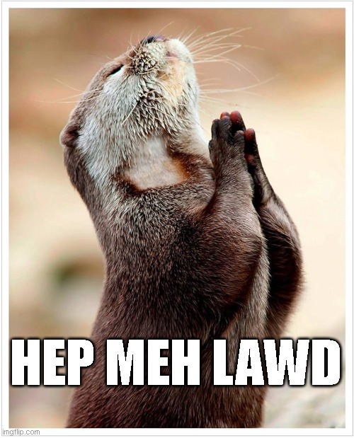 Praying Otter | HEP MEH LAWD | image tagged in praying otter | made w/ Imgflip meme maker