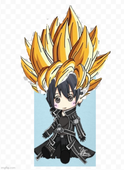 badly photoshopped super saiyan Kirito | image tagged in badly photoshopped super saiyan kirito | made w/ Imgflip meme maker