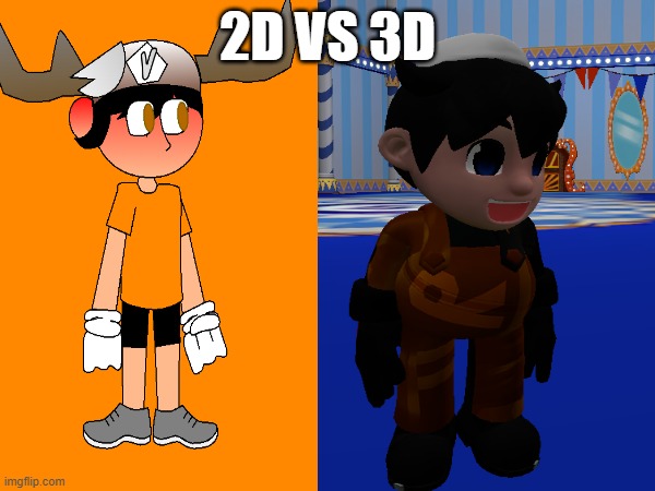 2D VS 3D | image tagged in smg5,gmod | made w/ Imgflip meme maker