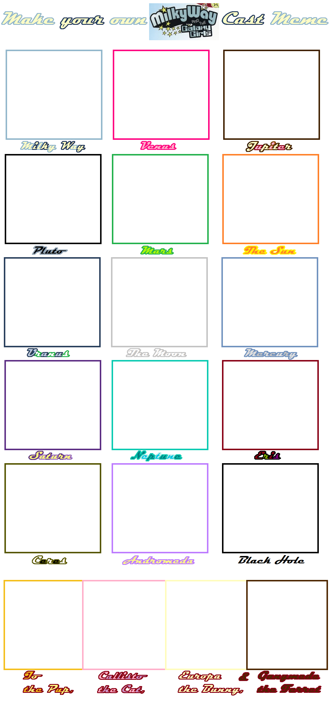 Milky Way and the Galaxy Girls Cast Meme Blank Meme Template