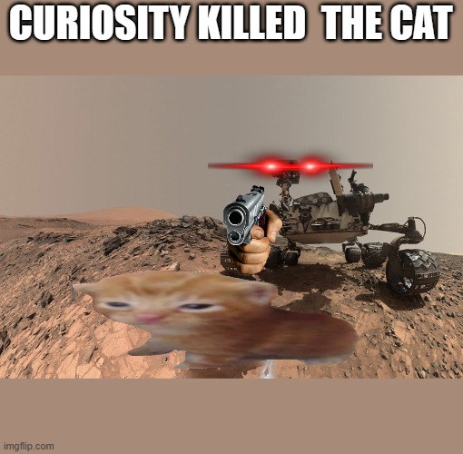 bro needs therapy | CURIOSITY KILLED  THE CAT | image tagged in curiosity rover selfie | made w/ Imgflip meme maker