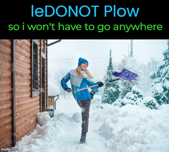 leDONOT Plow so i won't have to go anywhere | made w/ Imgflip meme maker