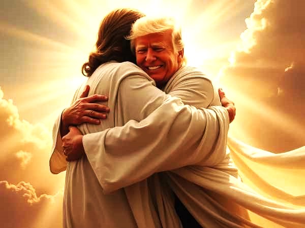 Trump hugs Jesus Blank Meme Template