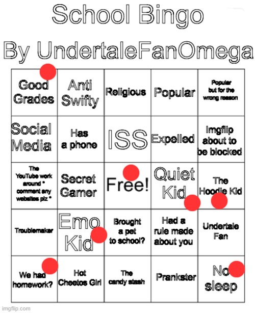 I am not as emo as this bingo potrays me and i like taylor's music but im not obsessed with her like i was in 6 grade | image tagged in school bingo | made w/ Imgflip meme maker