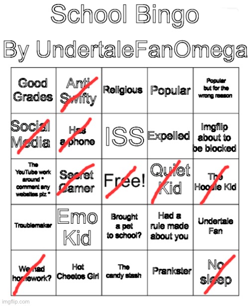 School Bingo | image tagged in school bingo | made w/ Imgflip meme maker