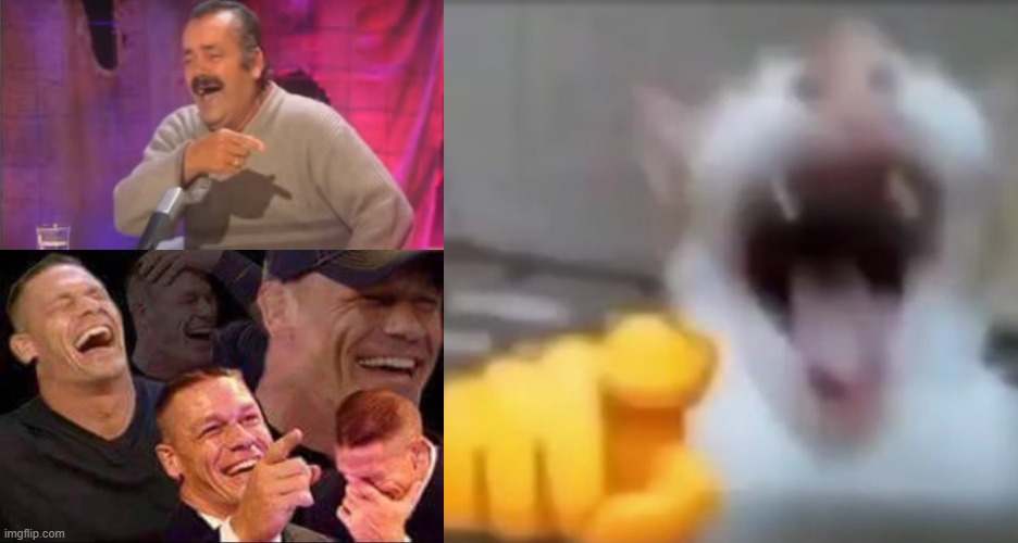 image tagged in point laugh spanish man,john cena laughing,cat pointing and laughing | made w/ Imgflip meme maker