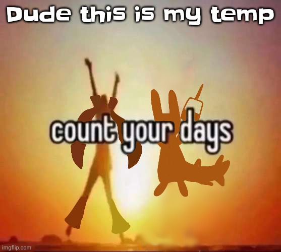 Count your days | Dude this is my temp | image tagged in count your days | made w/ Imgflip meme maker