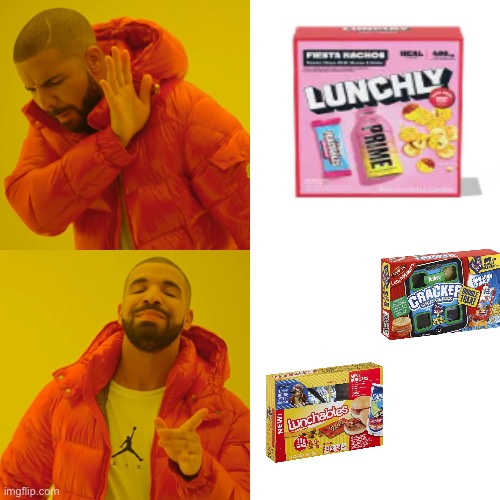 2000s kids choosing cheap lunch for their kids | image tagged in memes,drake hotline bling | made w/ Imgflip meme maker