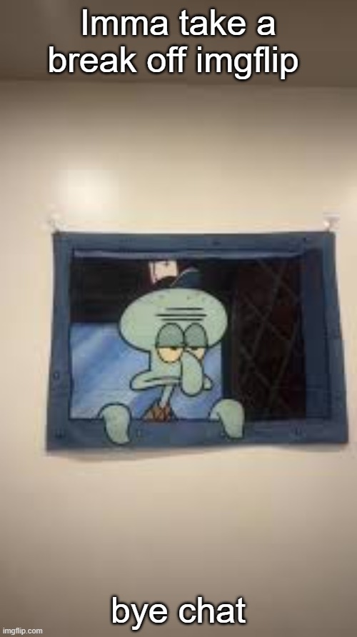 Squidward | Imma take a break off imgflip; bye chat | image tagged in squidward | made w/ Imgflip meme maker