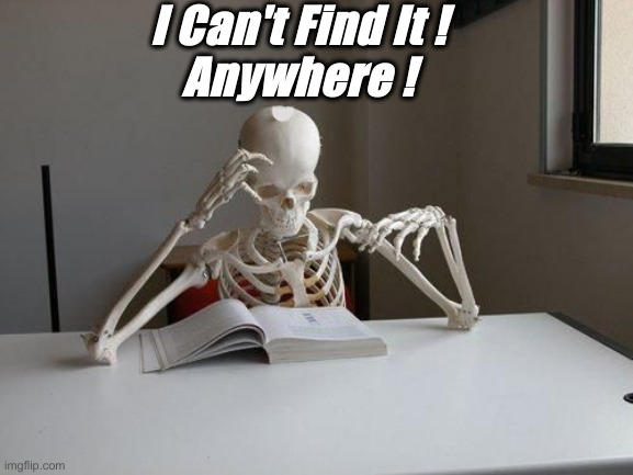 death by studying | I Can't Find It !
Anywhere ! | image tagged in death by studying | made w/ Imgflip meme maker