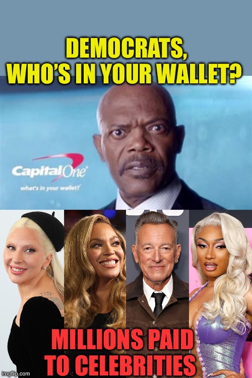 Democrats, the real suckers and losers | DEMOCRATS, WHO’S IN YOUR WALLET? MILLIONS PAID TO CELEBRITIES | image tagged in gifs,democrats,kamala harris,suckers,losers,fake people | made w/ Imgflip meme maker