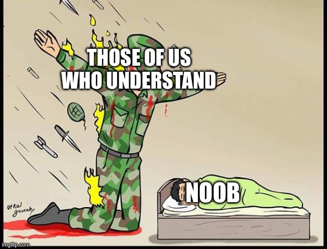 THOSE OF US WHO UNDERSTAND NOOB | image tagged in silent protector | made w/ Imgflip meme maker