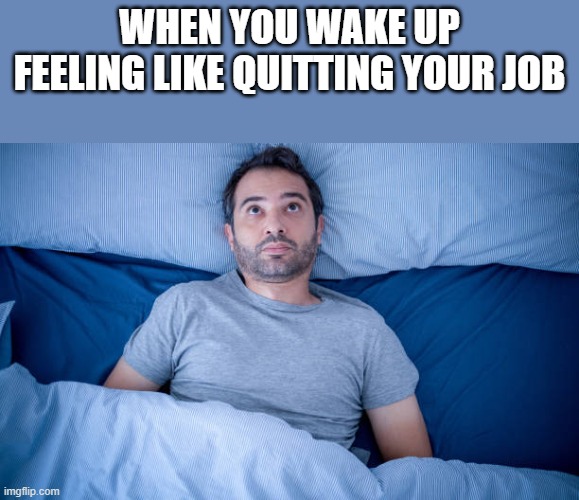 When You Wake Up Feeling Like Quitting Your Job | WHEN YOU WAKE UP FEELING LIKE QUITTING YOUR JOB | image tagged in wake up,quitting your job,job,work,funny,memes | made w/ Imgflip meme maker