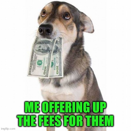 ME OFFERING UP THE FEES FOR THEM | made w/ Imgflip meme maker