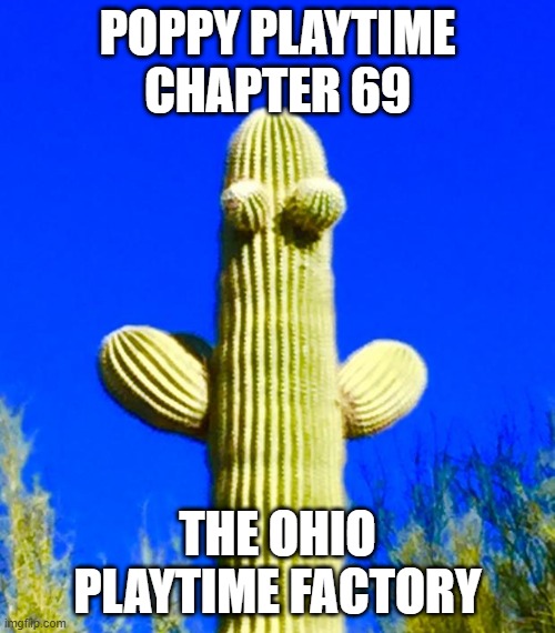 Huggy Cactus  | POPPY PLAYTIME CHAPTER 69; THE OHIO PLAYTIME FACTORY | image tagged in huggy cactus | made w/ Imgflip meme maker