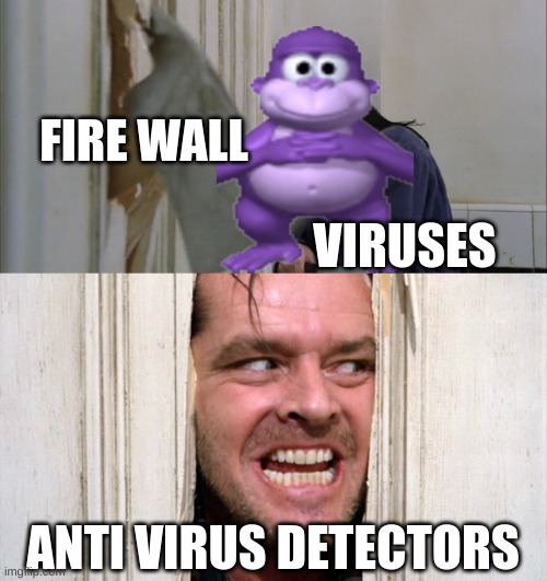 please comment down bellow of what you think of this. | FIRE WALL; VIRUSES; ANTI VIRUS DETECTORS | image tagged in jack torrance axe shining | made w/ Imgflip meme maker