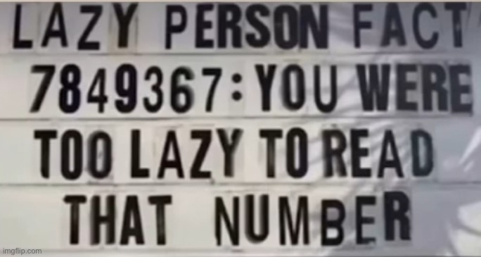 Lazy Person fact | image tagged in lazy,facts,numbers | made w/ Imgflip meme maker