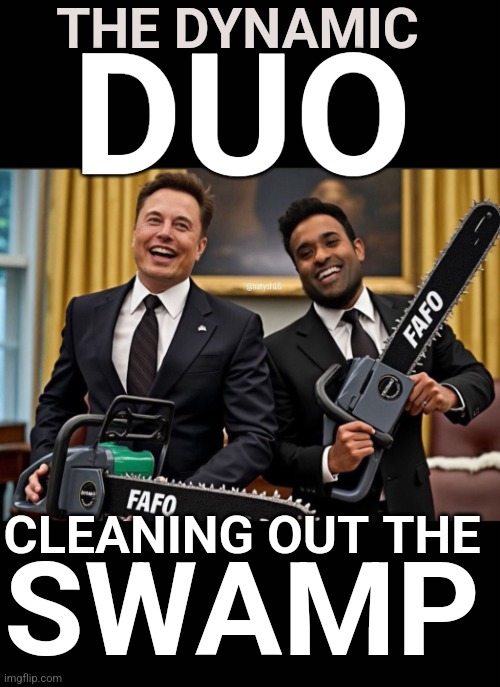 Dynamic Duo | THE DYNAMIC; DUO; CLEANING OUT THE; SWAMP | made w/ Imgflip meme maker