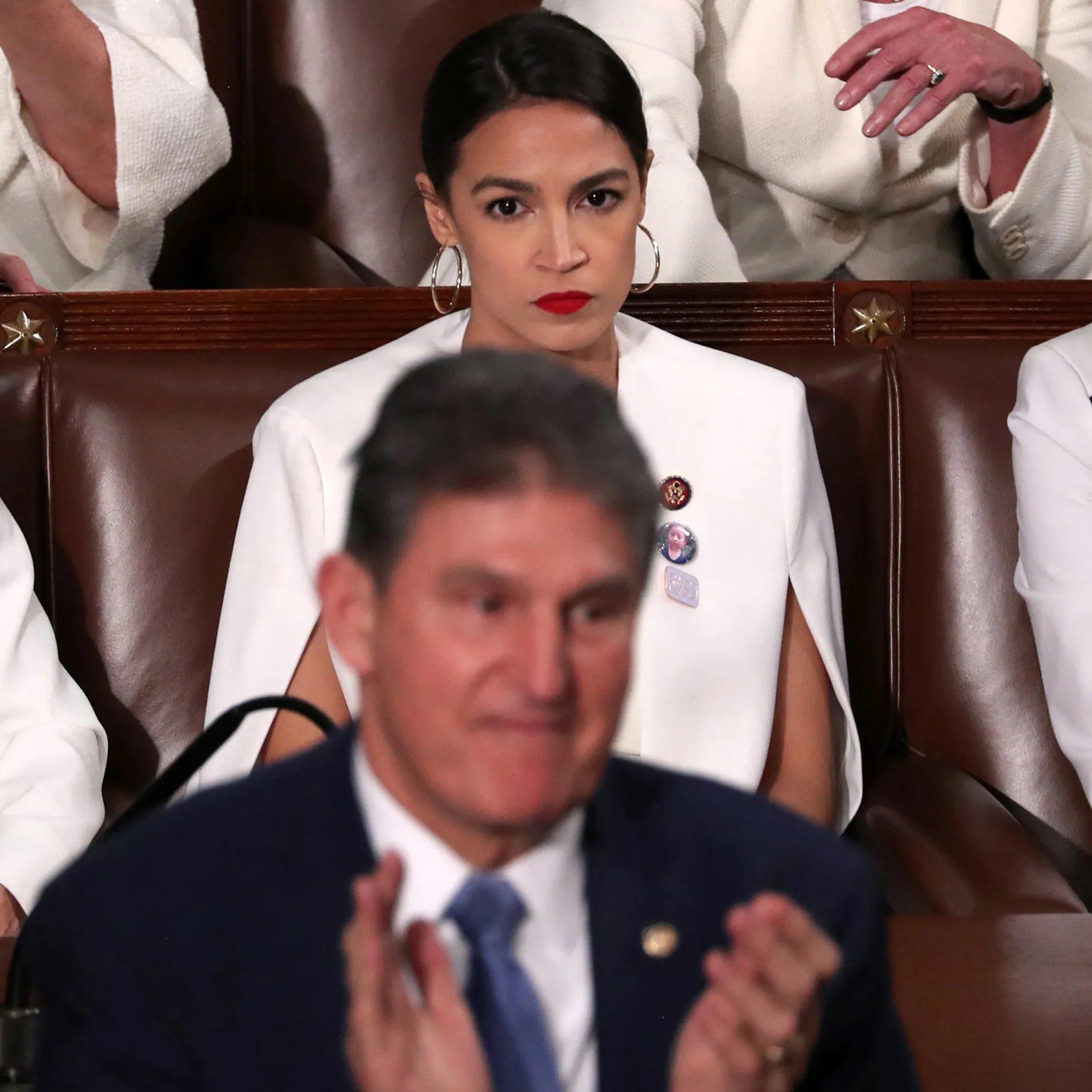 High Quality AOC angry at Joe Manchin Blank Meme Template