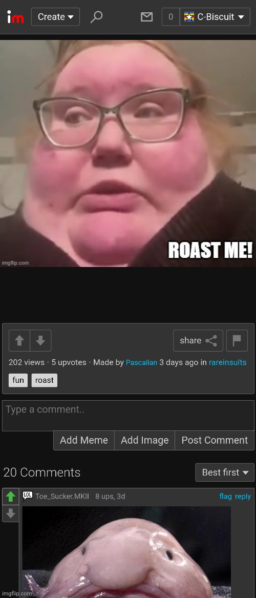 Blob | image tagged in rare,insult,roast,fat,blobfish | made w/ Imgflip meme maker