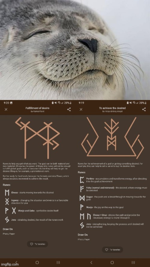 image tagged in memes,satisfied seal,runes acheive fulfiling desires | made w/ Imgflip meme maker