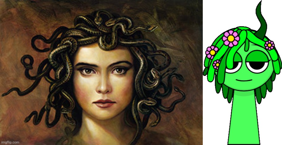 Comparison | image tagged in medusa,vineria green | made w/ Imgflip meme maker